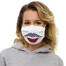 Load image into Gallery viewer, Lips - Red White and Blue Lips 4 - Premium face mask
