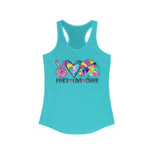 Load image into Gallery viewer, Peace Love Cheer - Women&#39;s Ideal Racerback Tank
