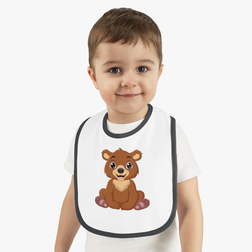 Baby Contrast Trim Jersey Bib Bear