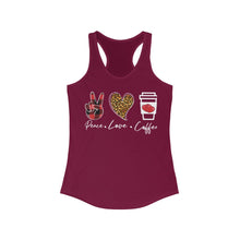 Load image into Gallery viewer, Peace Love Coffee - Women&#39;s Ideal Racerback Tank
