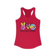 Load image into Gallery viewer, Peace Love Summer (w/Beach Ball)  - Women&#39;s Ideal Racerback Tank
