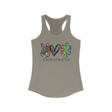 Load image into Gallery viewer, Peace Love Autism - Women&#39;s Ideal Racerback Tank
