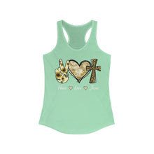 Load image into Gallery viewer, Peace Love Jesus - Women&#39;s Ideal Racerback Tank
