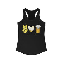 Load image into Gallery viewer, Peace Love Beer - Women&#39;s Ideal Racerback Tank
