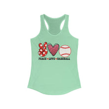 Load image into Gallery viewer, Peace Love Baseball - Women&#39;s Ideal Racerback Tank
