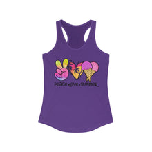Load image into Gallery viewer, Peace Love Summer (w/Ice Cream Cones) - Women&#39;s Ideal Racerback Tank

