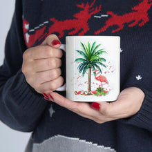 Load image into Gallery viewer, Flamingo and Palm Tree Ceramic Mug 11oz
