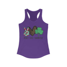 Load image into Gallery viewer, Peace Love Shamrock - Women&#39;s Ideal Racerback Tank
