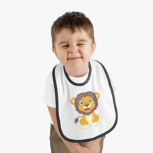 Load image into Gallery viewer, Baby Contrast Trim Jersey Bib Lion
