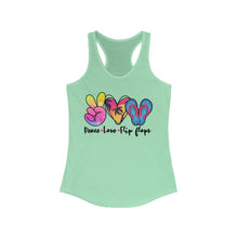 Load image into Gallery viewer, Peace Love Flip Flops - Women&#39;s Ideal Racerback Tank
