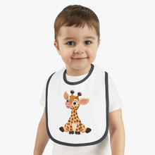 Load image into Gallery viewer, Baby Contrast Trim Jersey Bib Giraffe
