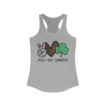 Load image into Gallery viewer, Peace Love Shamrock - Women&#39;s Ideal Racerback Tank
