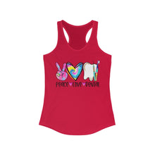 Load image into Gallery viewer, Peace Love Dental (w/Tie Dye Heart) - Women&#39;s Ideal Racerback Tank
