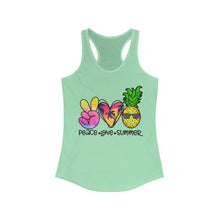 Load image into Gallery viewer, Peace Love Summer (w/Pineapple) - Women&#39;s Ideal Racerback Tank

