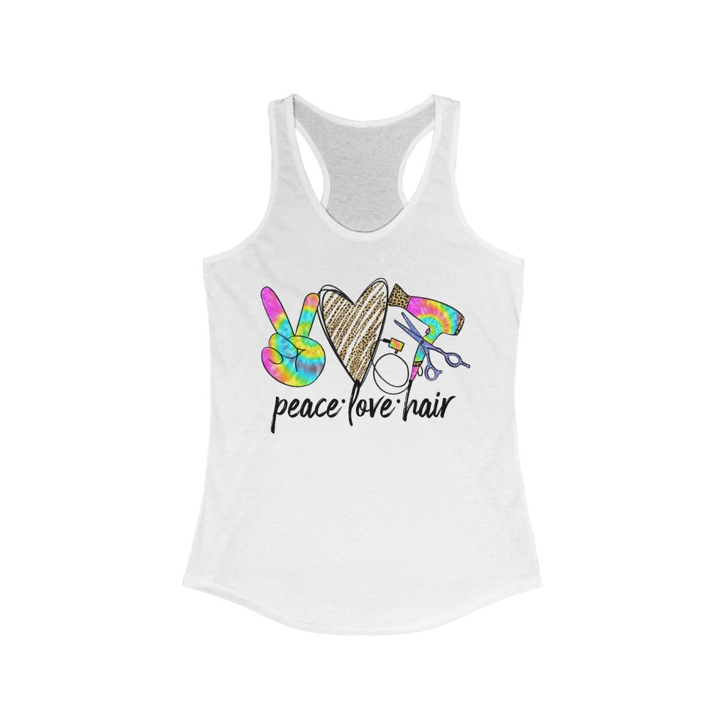 Peace Love Hair (w/Gold Heart) - Women's Ideal Racerback Tank