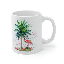 Load image into Gallery viewer, Flamingo and Palm Tree Ceramic Mug 11oz
