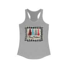 Load image into Gallery viewer, Merry Christmas w/trees with black border - Women&#39;s Ideal Racerback Tank
