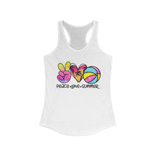 Load image into Gallery viewer, Peace Love Summer (w/Beach Ball)  - Women&#39;s Ideal Racerback Tank
