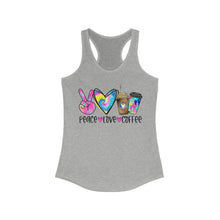 Load image into Gallery viewer, Peace Love Coffee - Women&#39;s Ideal Racerback Tank
