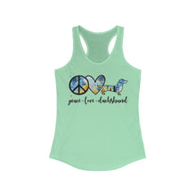 Load image into Gallery viewer, Peace Love Dachshund - Women&#39;s Ideal Racerback Tank
