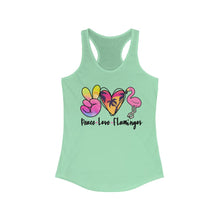 Load image into Gallery viewer, Peace Love Flamingo - Women&#39;s Ideal Racerback Tank
