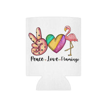 Load image into Gallery viewer, Peace Love Flamingo - Can Cooler

