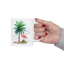 Load image into Gallery viewer, Flamingo and Palm Tree Ceramic Mug 11oz
