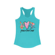 Load image into Gallery viewer, Peace Love Hair (w/Pink Heart) - Women&#39;s Ideal Racerback Tank
