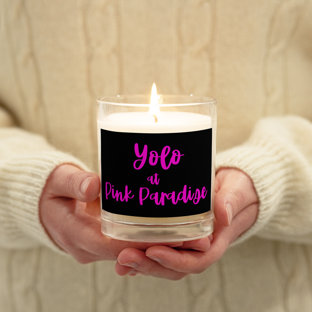 Yolo at Pink Paradise Glass jar soy wax candle