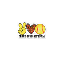 Load image into Gallery viewer, Peace Love Softball - Bubble-free stickers
