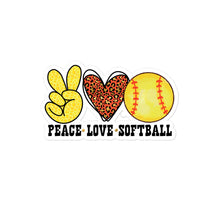 Load image into Gallery viewer, Peace Love Softball - Bubble-free stickers
