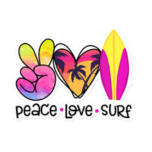 Load image into Gallery viewer, Peace Love Surf - Bubble-free stickers
