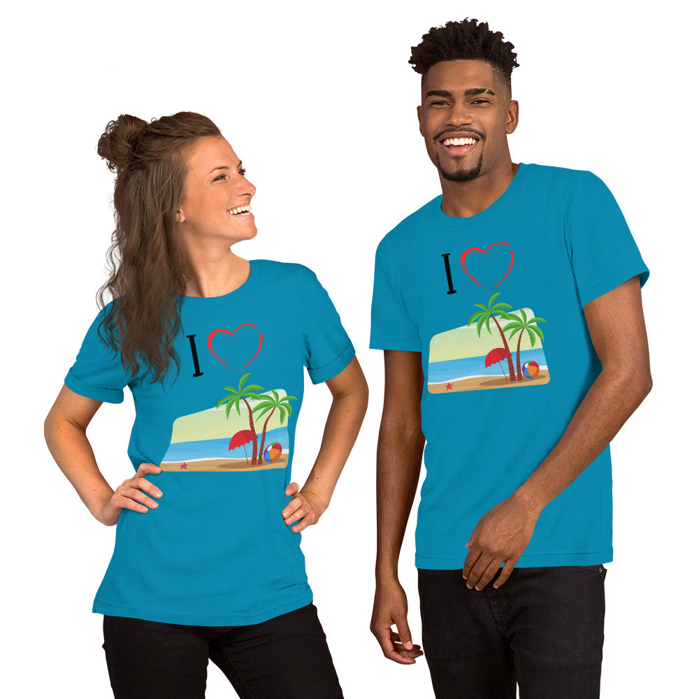 I Heart the Beach Short-Sleeve Unisex T-Shirt