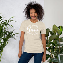 Load image into Gallery viewer, Kind &amp; Caring Nurse White - Short-Sleeve Unisex T-Shirt
