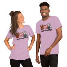 Load image into Gallery viewer, Peace Love Bowling - Short-Sleeve Unisex T-Shirt
