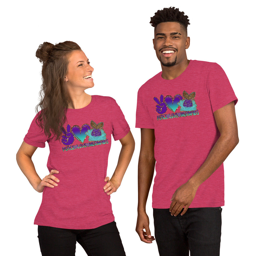 Peace Love Mermaids - Short-Sleeve Unisex T-Shirt