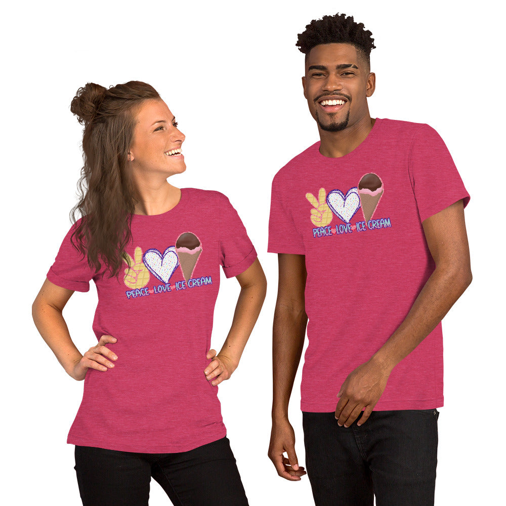 Peace Love Ice Cream - Short-Sleeve Unisex T-Shirt