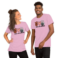 Load image into Gallery viewer, Peace Love Bowling - Short-Sleeve Unisex T-Shirt
