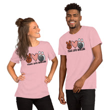 Load image into Gallery viewer, Peace Love Bowling - Short-Sleeve Unisex T-Shirt
