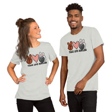 Load image into Gallery viewer, Peace Love Bowling - Short-Sleeve Unisex T-Shirt
