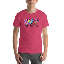 Load image into Gallery viewer, Peace Love Hair Tie Dye Colorful - Short-Sleeve Unisex T-Shirt
