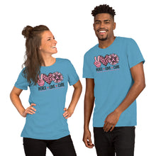 Load image into Gallery viewer, Peace Love Cheer Colorful - Short-Sleeve Unisex T-Shirt
