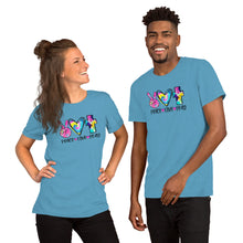 Load image into Gallery viewer, Peace Love Pray Tie Dye Colorful - Short-Sleeve Unisex T-Shirt
