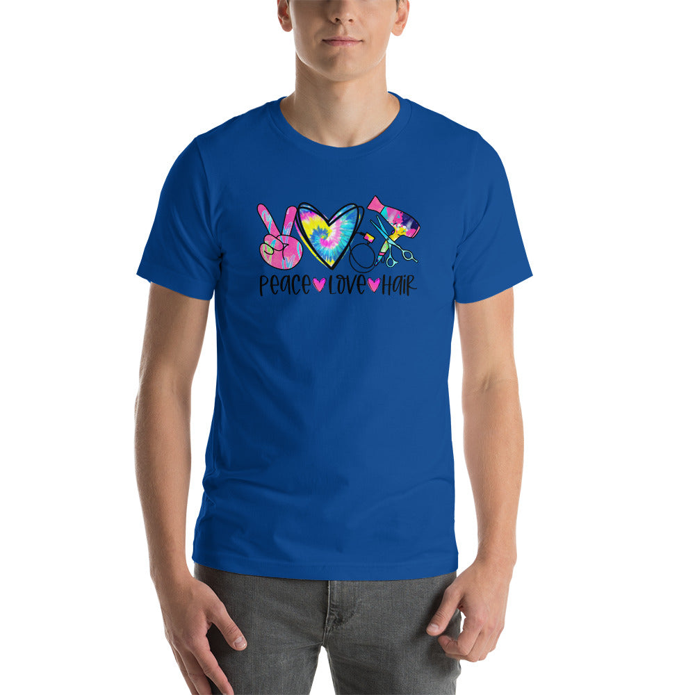 Peace Love Hair Tie Dye Colorful - Short-Sleeve Unisex T-Shirt